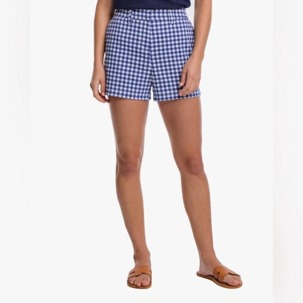 Unique Vintage Blue White Gingham High Rise Shorts Cottagecore XL